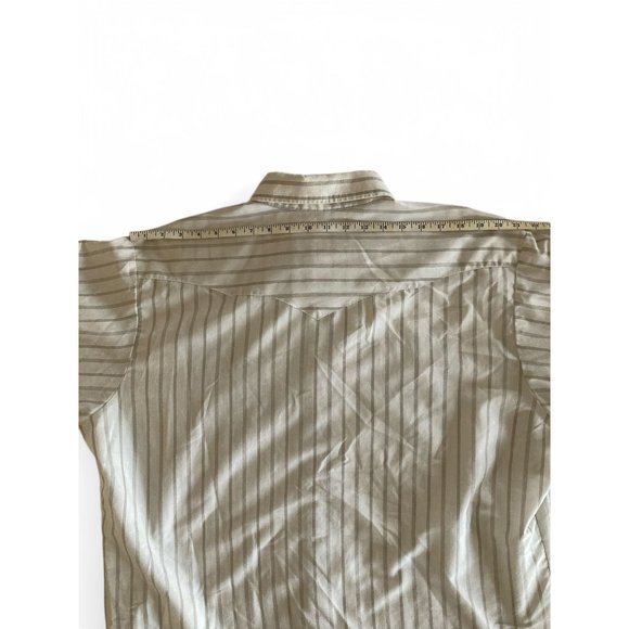 VTG Panhandle Slim Beige Striped Western Snap Button Shirt Mens 18-35 READ - Picture 5 of 9